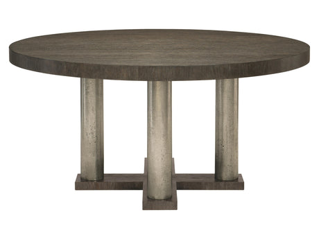 Linea Textured Graphite/Cerused Charcoal Round Dining Table - Ornate Home