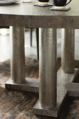 Linea Textured Graphite/Cerused Charcoal Round Dining Table - Ornate Home