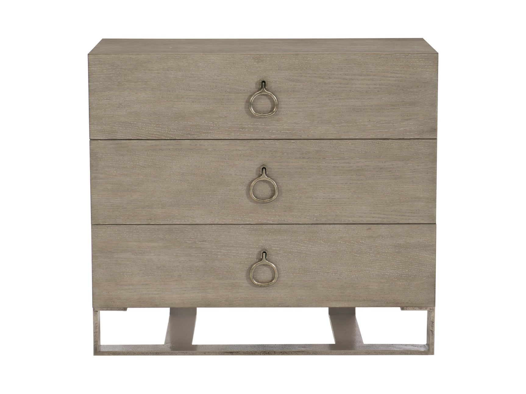Linea Textured Graphite/Cerused Greige Ring Pull Nightstand - Ornate Home
