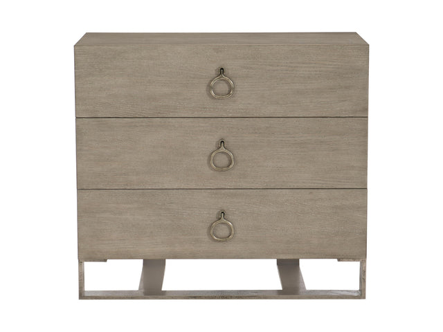 Linea Textured Graphite/Cerused Greige Ring Pull Nightstand - Ornate Home