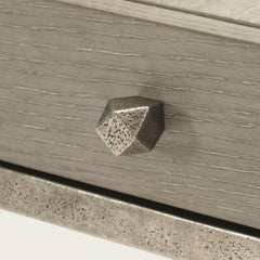 Linea Textured Graphite/Cerused Greige Side Table - Ornate Home