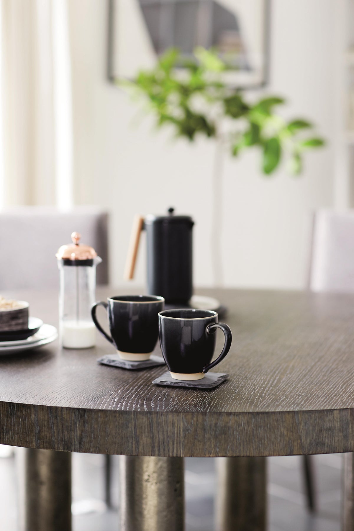 Linea Textured Graphite Dining Table - Ornate Home