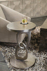 Linea Textured Graphite Side Table (Interlocking Loop) - Ornate Home