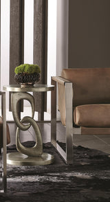 Linea Textured Graphite Side Table (Interlocking Loop) - Ornate Home