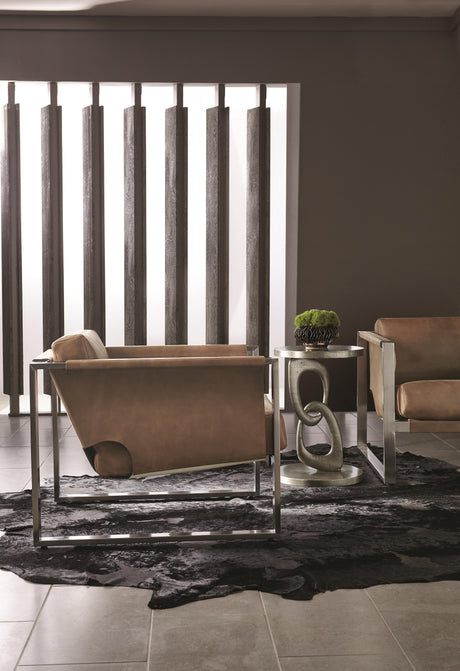 Linea Textured Graphite Side Table (Interlocking Loop) - Ornate Home