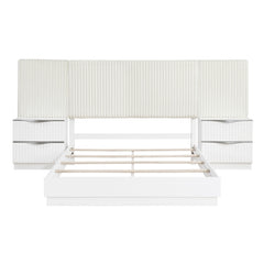 Linea White 5pc Set California King Wall Bed - Ornate Home