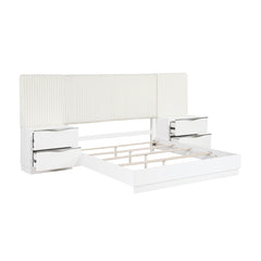 Linea White 5pc Set California King Wall Bed - Ornate Home