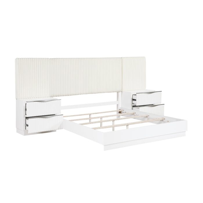 Linea White 5pc Set Eastern King Wall Bed - Ornate Home