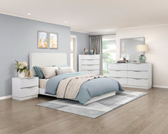 Linea White Eastern King Bed - Ornate Home