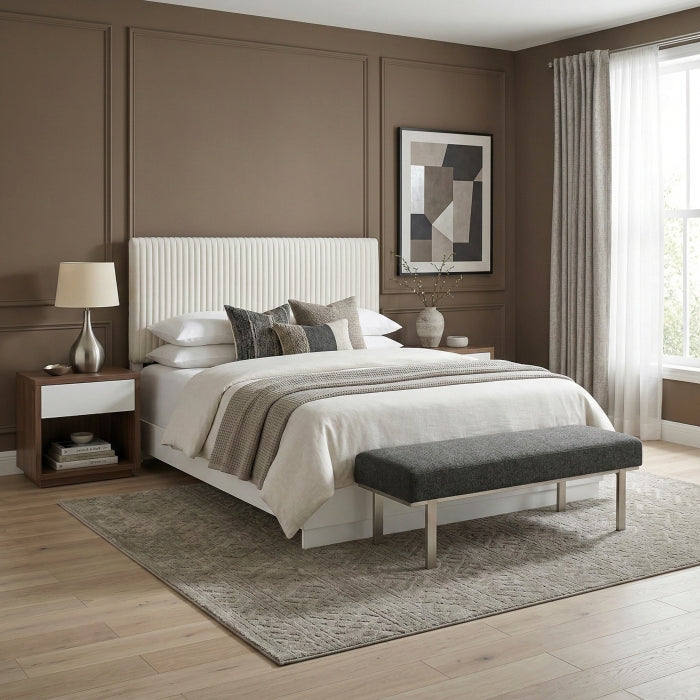 Linea White Queen Bed - Ornate Home