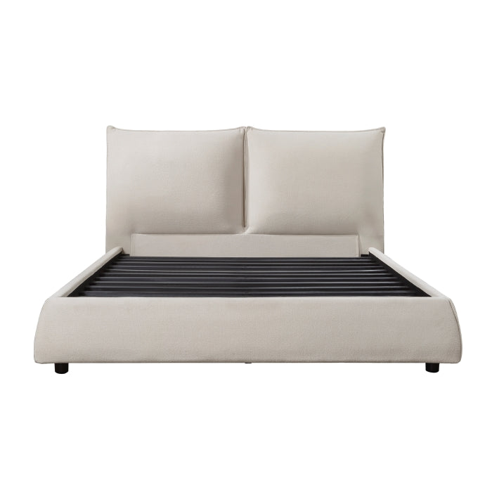 Linna Beige Queen Platform Bed - Ornate Home