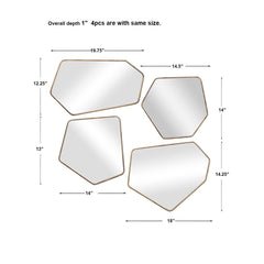 Linneah Gold Modern Mirrors (Set of 4) - Ornate Home