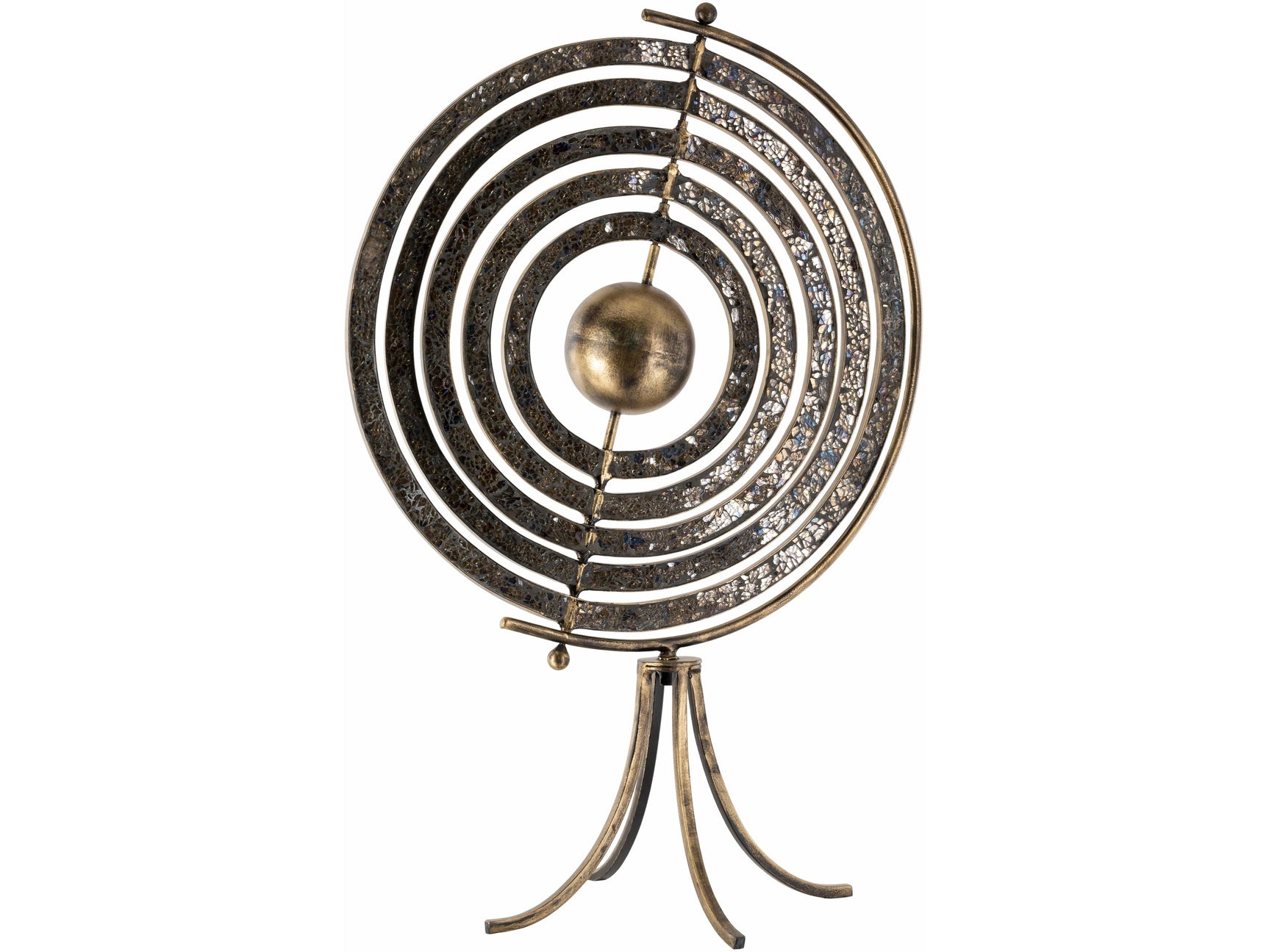 Linntown Antique Gold Circular Metal Sculpture - Ornate Home