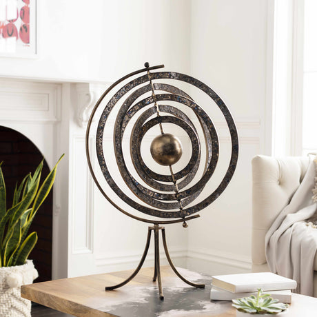 Linntown Antique Gold Circular Metal Sculpture - Ornate Home