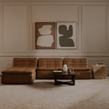 Lino Tan Leather Armless Modular Sofa - Ornate Home