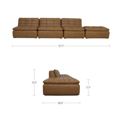 Lino Tan Leather Lounge Modular Sectional - Ornate Home