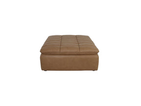 Lino Tan Leather Ottoman - Ornate Home