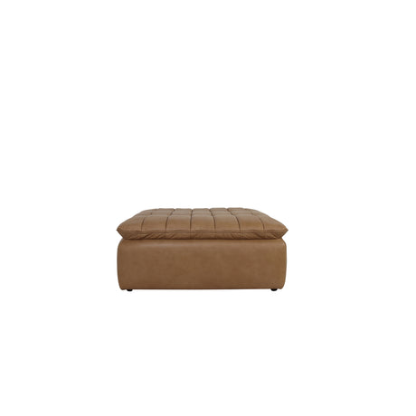 Lino Tan Leather Ottoman - Ornate Home