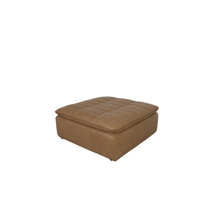 Lino Tan Leather Ottoman - Ornate Home