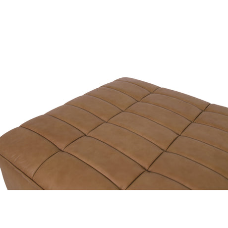 Lino Tan Leather Ottoman - Ornate Home