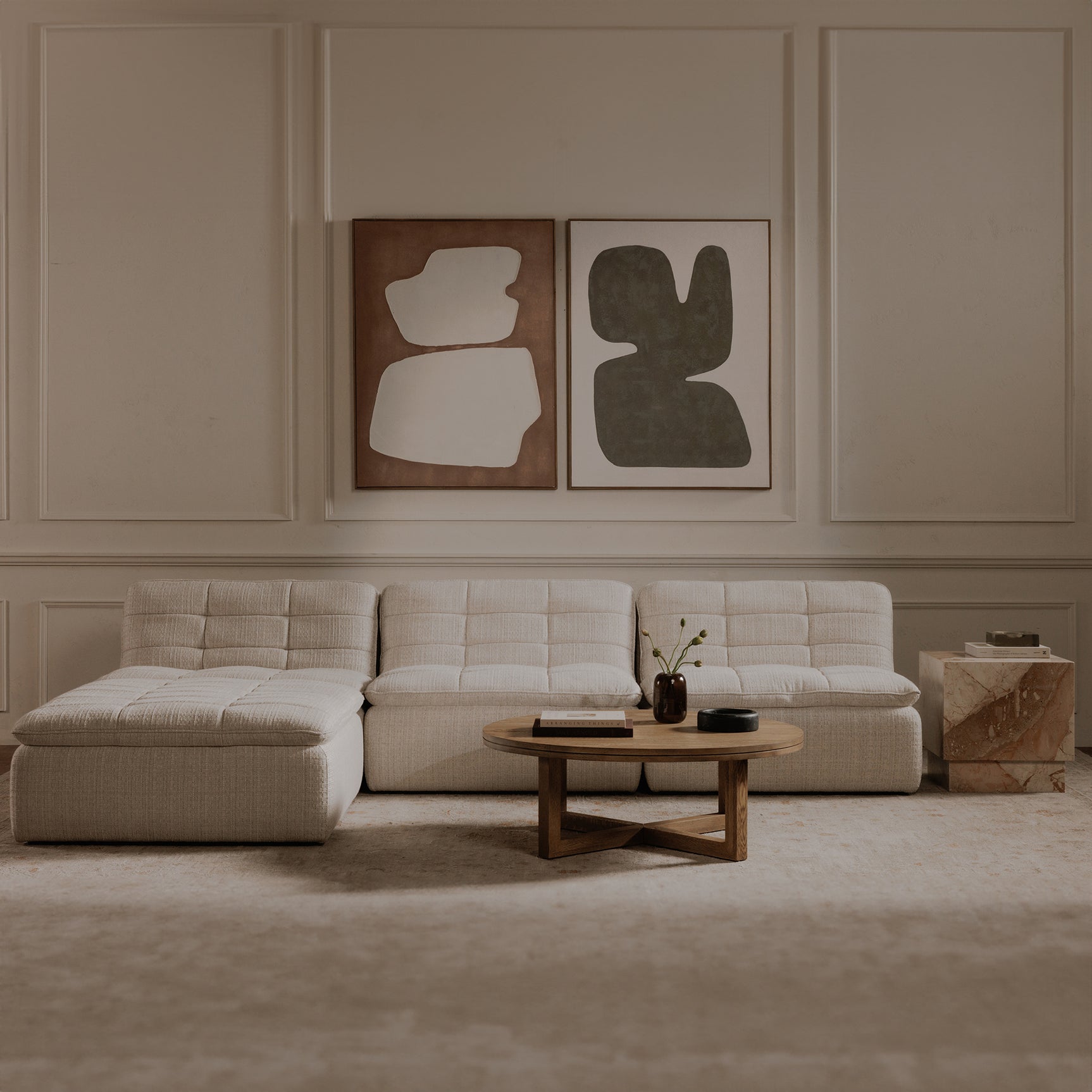 Lino Textured Oat Lounge Modular Sectional - Ornate Home
