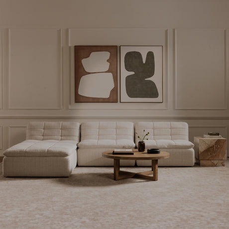 Lino Textured Oat Ottoman - Ornate Home