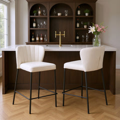 Linz Cream Counter Stool (Set of 2) - Ornate Home