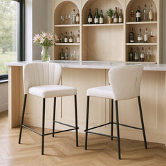 Linz Cream Counter Stool (Set of 2) - Ornate Home