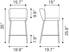 Linz Gray Counter Stool (Set of 2) - Ornate Home