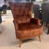 Lion Brown Button Tufted Velvet Accent Chair - Ornate Home