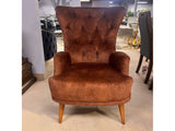 Lion Brown Button Tufted Velvet Accent Chair - Ornate Home