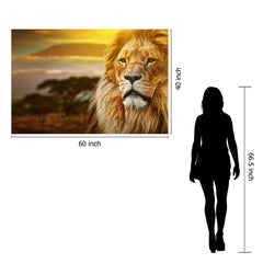 Lion Safari Tempered Glass w / Foil Wall Art - Ornate Home