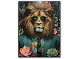Lion in Green Suit Gloss Canvas w/ Rocks in Frame Wall Art - Ornate Home