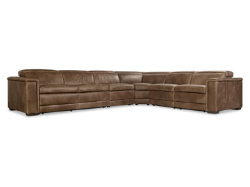 Lioni Brown Leather Power Motion Sectional (4 Pieces) - Ornate Home