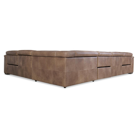 Lioni Brown Leather Power Motion Sectional (4 Pieces) - Ornate Home