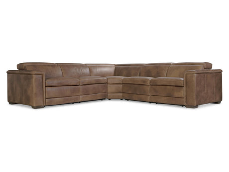 Lioni Brown Leather Power Motion Sectional - Ornate Home