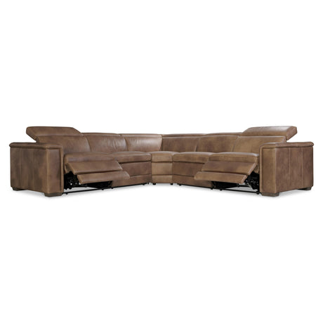 Lioni Brown Leather Power Motion Sectional - Ornate Home