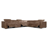 Lioni Brown Leather Power Motion Sectional - Ornate Home
