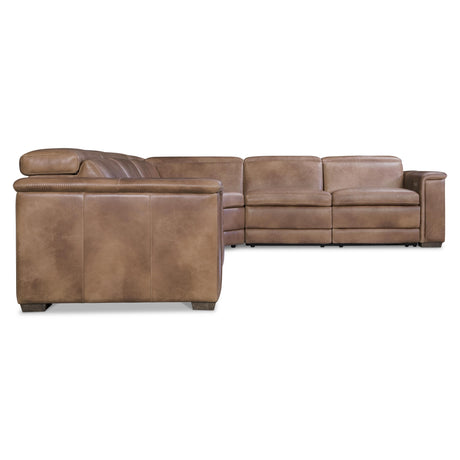Lioni Brown Leather Power Motion Sectional - Ornate Home