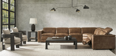 Lioni Brown Leather Power Motion Sectional - Ornate Home