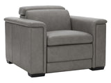 Lioni Grey Leather Power Motion Chair - Ornate Home