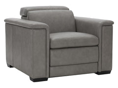 Lioni Grey Leather Power Motion Chair - Ornate Home