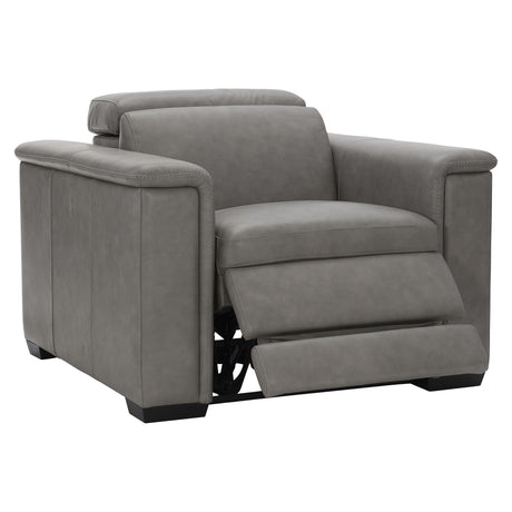 Lioni Grey Leather Power Motion Chair - Ornate Home