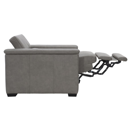 Lioni Grey Leather Power Motion Chair - Ornate Home