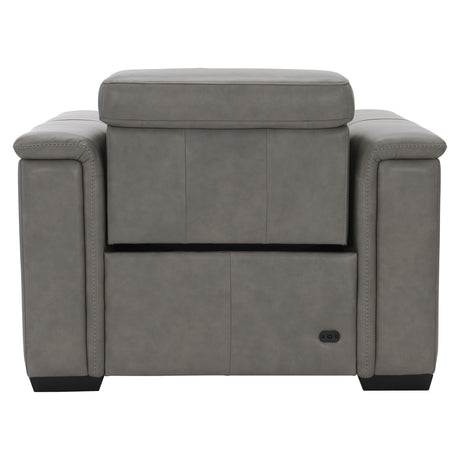Lioni Grey Leather Power Motion Chair - Ornate Home
