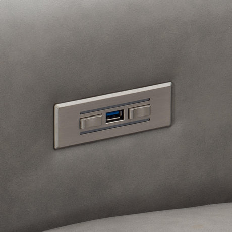 Lioni Grey Leather Power Motion Chair - Ornate Home