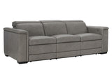 Lioni Grey Leather Power Motion Sofa - Ornate Home