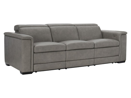 Lioni Grey Leather Power Motion Sofa - Ornate Home