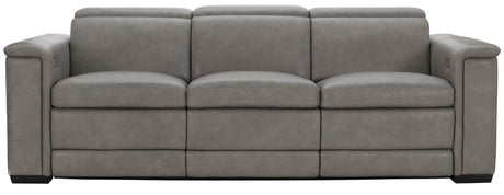 Lioni Grey Leather Power Motion Sofa - Ornate Home