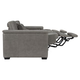 Lioni Grey Leather Power Motion Sofa - Ornate Home